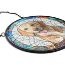 Pet Lovers,Pet Mom,Pet Dad,Family,Dog Lovers,Cat Lovers,Memorial,Gift For Women,Gift For Men,Gift For Grandpa,Gift For Grandma,Gift For Grandparents,Parents - Eigenes Foto Als Glasmalerei Porträt Von Familie Und Haustieren - Personalisierter Buntglas-Fenster-Sonnenfänger Zum Aufhängen