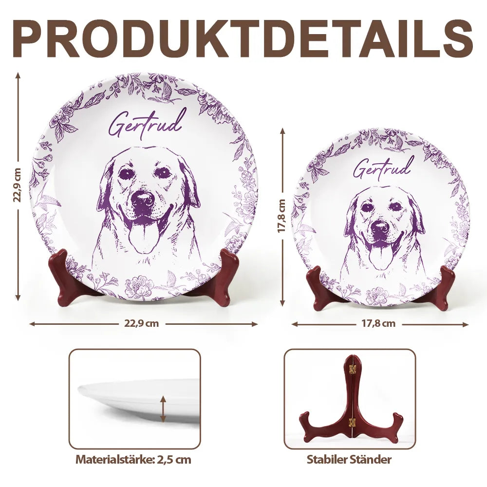 Pet Lovers,Pet Mom,Pet Dad,Pet Couple,Dog Dad,Dog Mom,Dog Lovers,Dog Couple,Cat Lovers,Cat Mom,Cat Couple,Cat Dad,Memorial - Eigenes Foto Als Bleistiftskizze Hund Und Katze Porträt - Personalisierter Keramik Teller