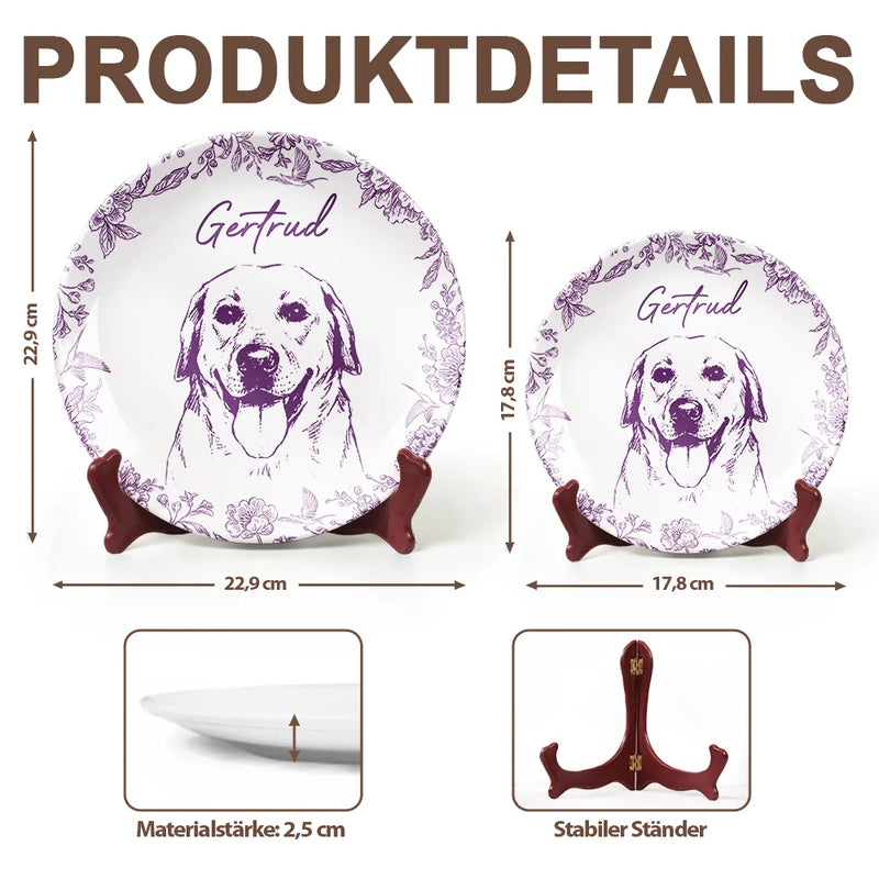 Pet Lovers,Pet Mom,Pet Dad,Pet Couple,Dog Dad,Dog Mom,Dog Lovers,Dog Couple,Cat Lovers,Cat Mom,Cat Couple,Cat Dad,Memorial - Eigenes Foto Als Bleistiftskizze Hund Und Katze Porträt - Personalisierter Keramik Teller