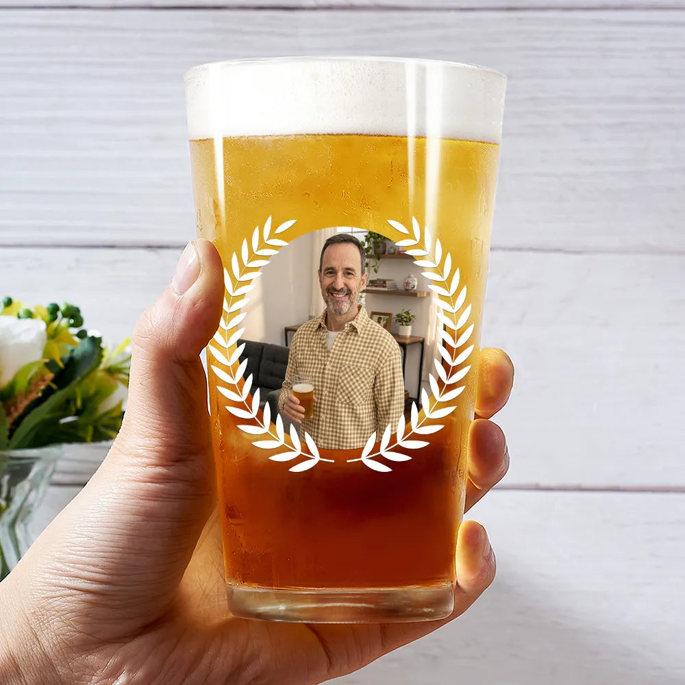 Gift For Father - Eigenes Foto Monogramm Namensbuchstabe - Personalisiertes Bierglas