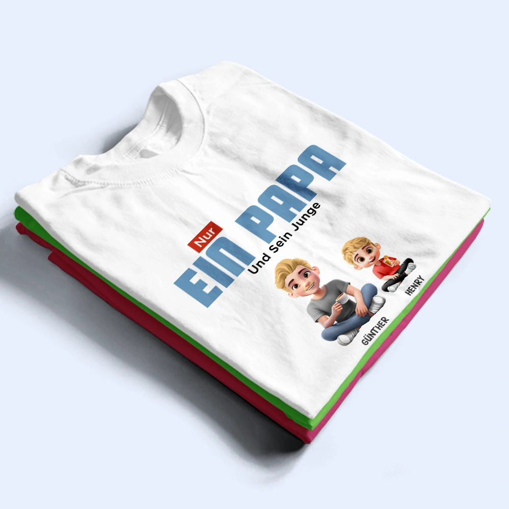 Dad - Daughters (Young),Gift For Father,German,Happy,Gift For Daughter - Nur Ein Papa Und Sein Mädchen 3D Cartoon - Personalisiertes T Shirt