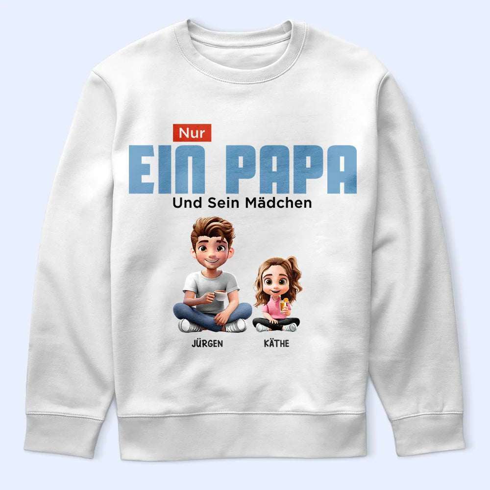 Dad - Daughters (Young),Gift For Father,German,Happy,Gift For Daughter - Nur Ein Papa Und Sein Mädchen 3D Cartoon - Personalisiertes T Shirt