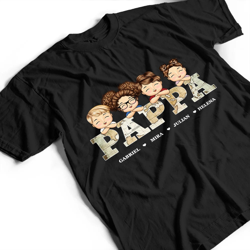 Gift For Yourself,Gift For Men,Gift For Father,Gift For Grandpa,Love - Papa Opa Name Im Vintage-Kartenstil - Personalisiertes T Shirt