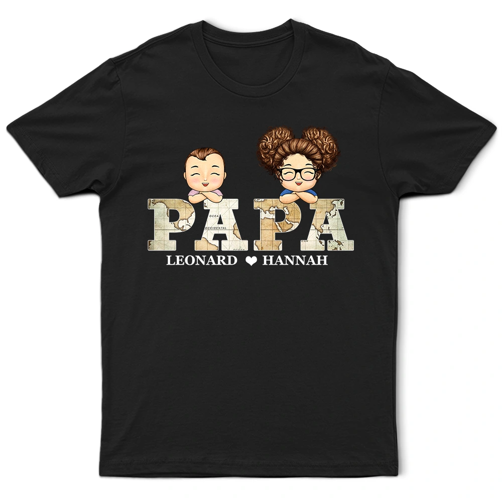 Papa Opa Name Im Vintage-Kartenstil - Personalisiertes T Shirt