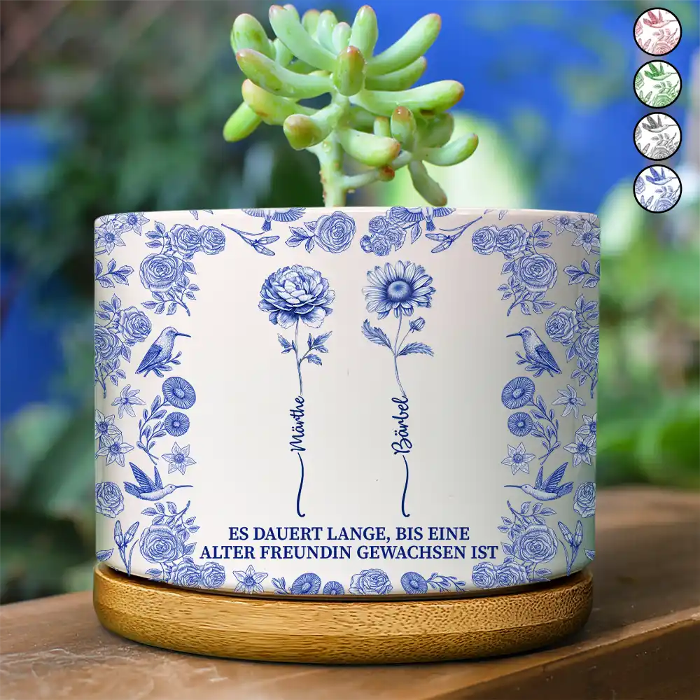Toile De Jouy Geburtsblumen Ein Alter Freundin Gewachsen Ist - Personalisierter Keramik-Blumentopf