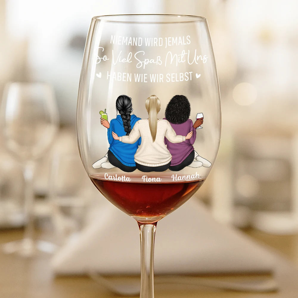 Non-Eng,Gift For Bestie,Gift For Women,Happy,Gift For Sisters,Gifts For Colleagues - Wahre Freundschaft Ist Eine Reise Ohne Ein Ende - Personalisiertes Weinglas