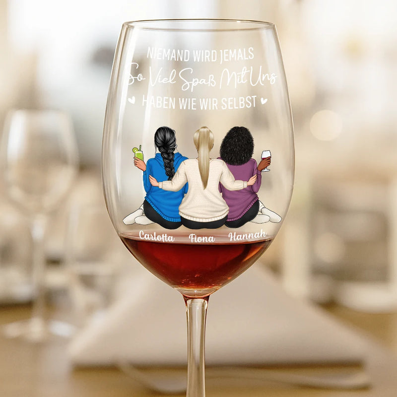 Non-Eng,Gift For Bestie,Gift For Women,Happy,Gift For Sisters,Gifts For Colleagues - Wahre Freundschaft Ist Eine Reise Ohne Ein Ende - Personalisiertes Weinglas